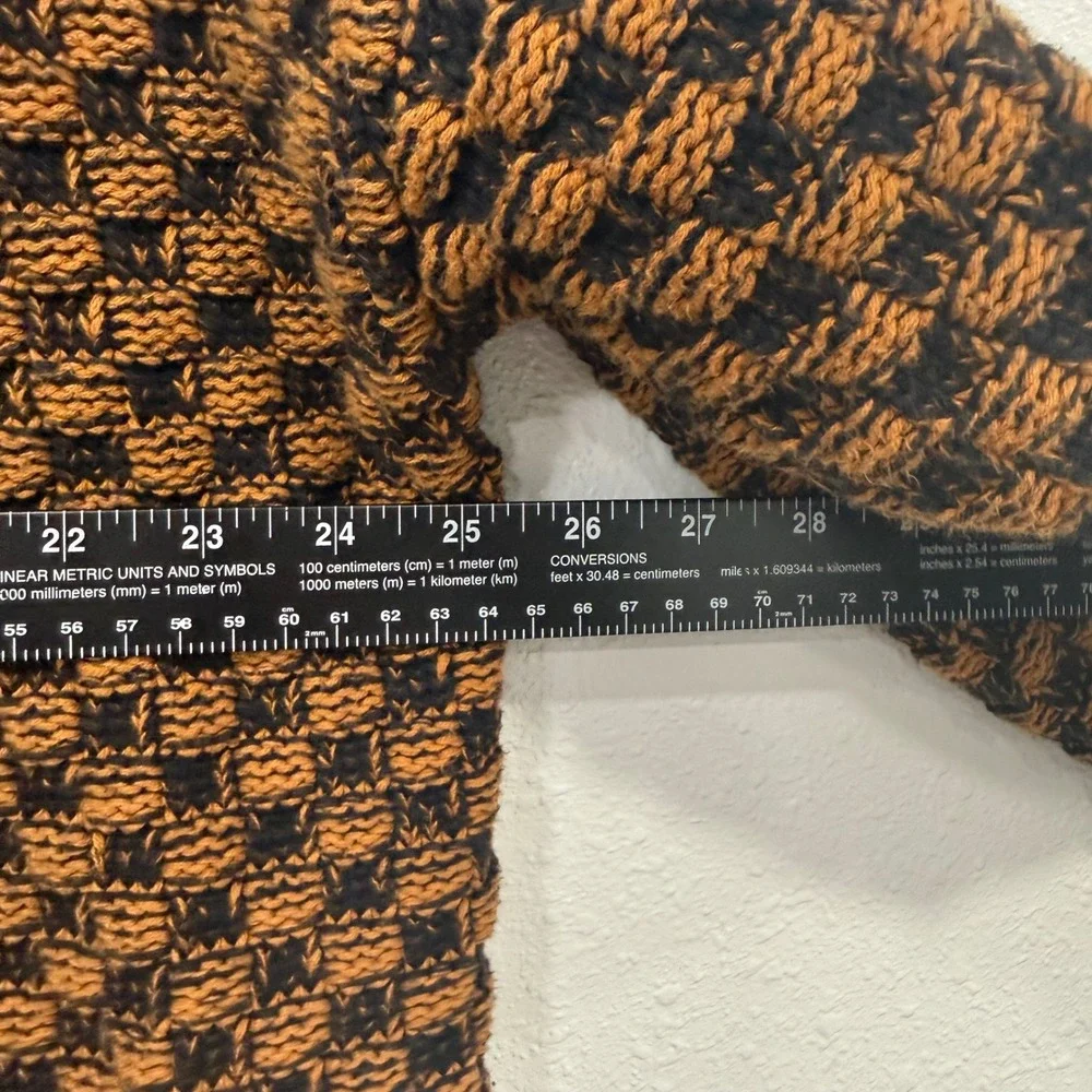 Forever 21 Womens Checkered Cardigan Sweater Brown Black Knit‎ Oversized Large - Picture 4 of 5